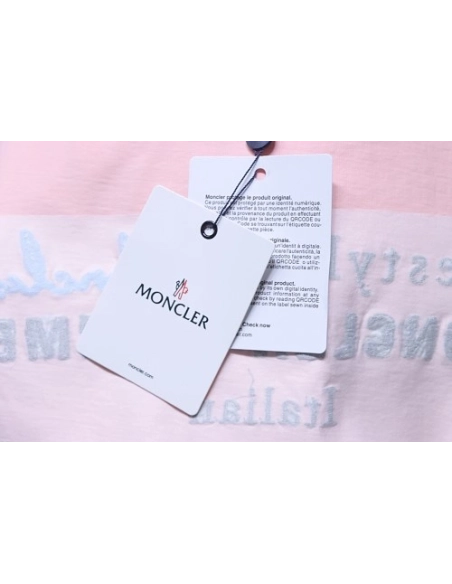 Moncler M-Embroidered Letter T-Shirt Pink,Moncler T-Shirts,T-Shirts,CLOTHES