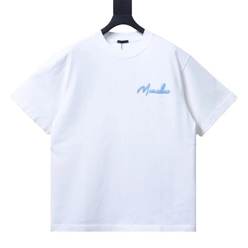 Moncler M-Embroidered Letter T-Shirt White,Moncler T-Shirts,T-Shirts,CLOTHES