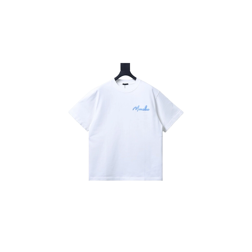 Moncler M-Embroidered Letter T-Shirt White,Moncler T-Shirts,T-Shirts,CLOTHES