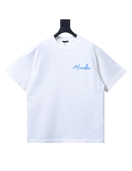 Moncler M-Embroidered Letter T-Shirt White,Moncler T-Shirts,T-Shirts,CLOTHES