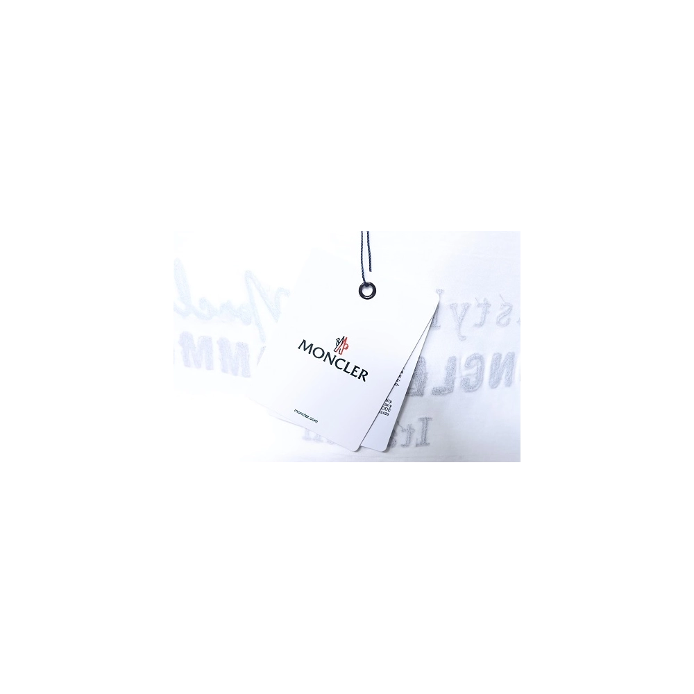 Moncler M-Embroidered Letter T-Shirt White,Moncler T-Shirts,T-Shirts,CLOTHES