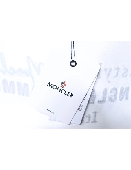 Moncler M-Embroidered Letter T-Shirt White,Moncler T-Shirts,T-Shirts,CLOTHES