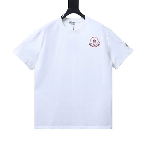 Moncler Red Logo T-Shirt White,Moncler T-Shirts,T-Shirts,CLOTHES