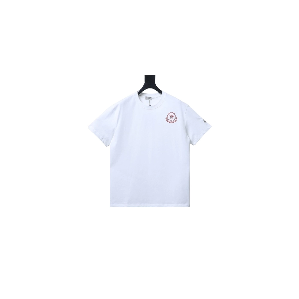 Moncler Red Logo T-Shirt White,Moncler T-Shirts,T-Shirts,CLOTHES
