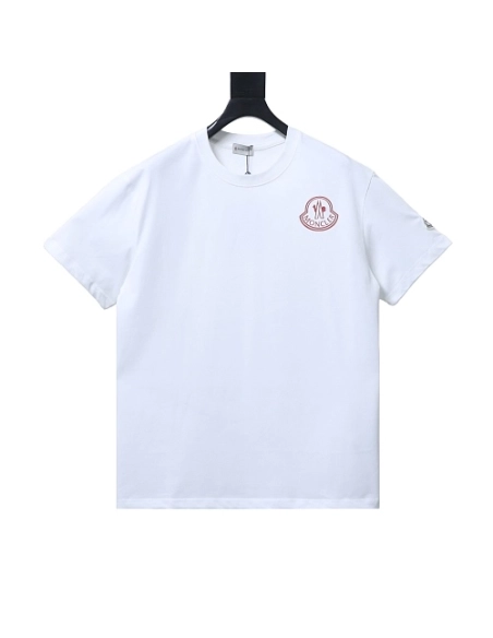 Moncler Red Logo T-Shirt White,Moncler T-Shirts,T-Shirts,CLOTHES