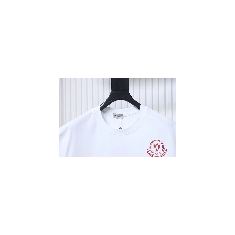Moncler Red Logo T-Shirt White,Moncler T-Shirts,T-Shirts,CLOTHES