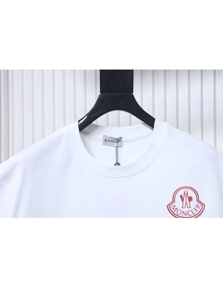 Moncler Red Logo T-Shirt White,Moncler T-Shirts,T-Shirts,CLOTHES