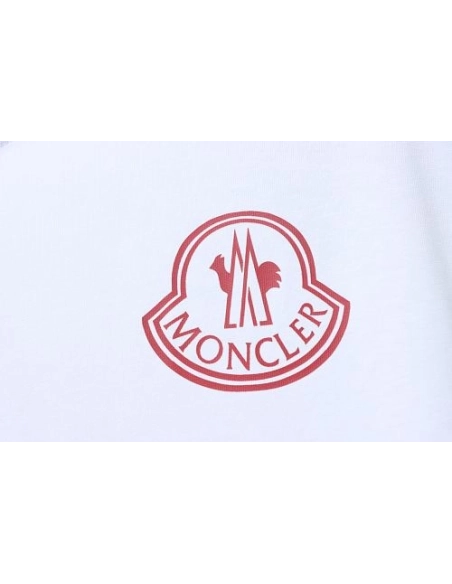 Moncler Red Logo T-Shirt White,Moncler T-Shirts,T-Shirts,CLOTHES