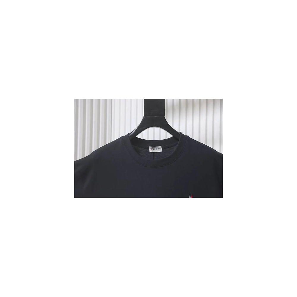 Moncler Small Embroidered Chest Logo T-Shirt Black,Moncler T-Shirts,T-Shirts,CLOTHES