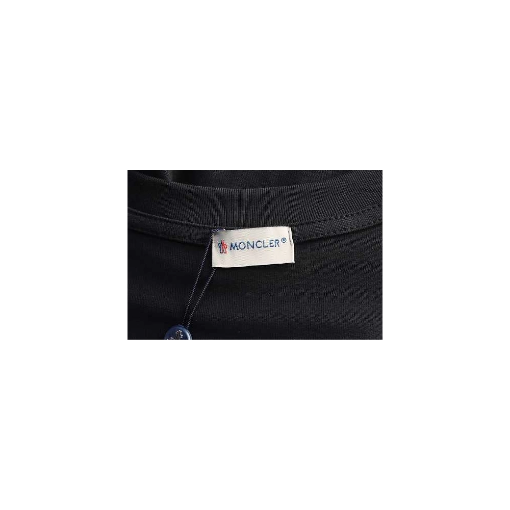 Moncler Small Embroidered Chest Logo T-Shirt Black,Moncler T-Shirts,T-Shirts,CLOTHES