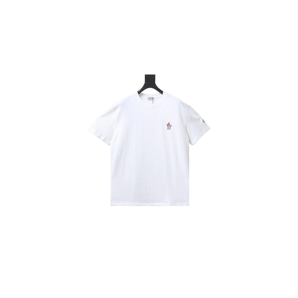 Moncler Small Embroidered Chest Logo T-Shirt White,Moncler T-Shirts,T-Shirts,CLOTHES