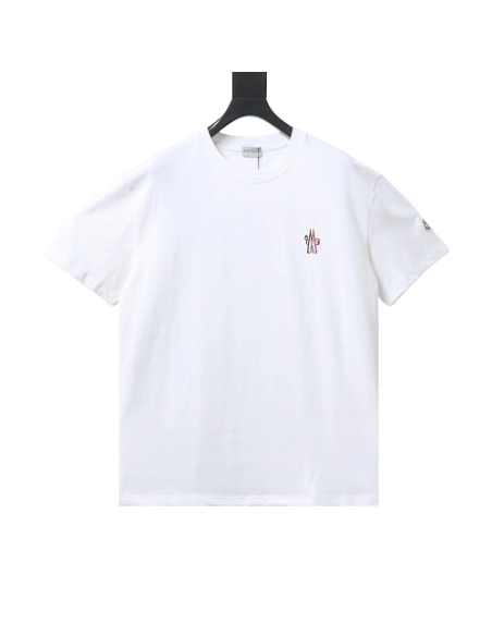 Moncler Small Embroidered Chest Logo T-Shirt White,Moncler T-Shirts,T-Shirts,CLOTHES
