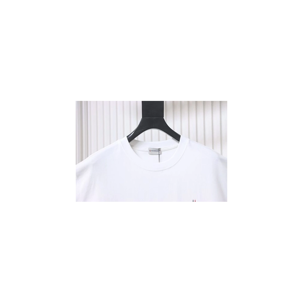 Moncler Small Embroidered Chest Logo T-Shirt White,Moncler T-Shirts,T-Shirts,CLOTHES