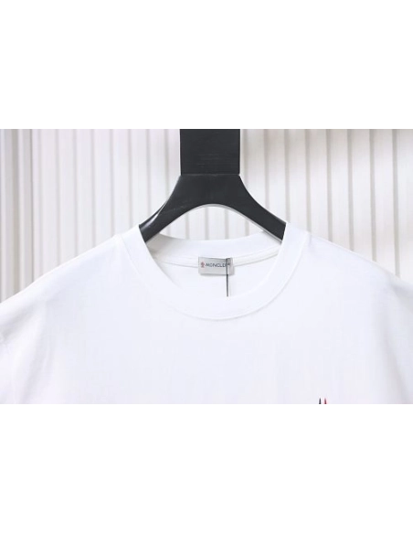 Moncler Small Embroidered Chest Logo T-Shirt White,Moncler T-Shirts,T-Shirts,CLOTHES