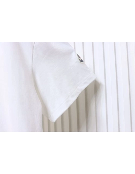 Moncler Small Embroidered Chest Logo T-Shirt White,Moncler T-Shirts,T-Shirts,CLOTHES