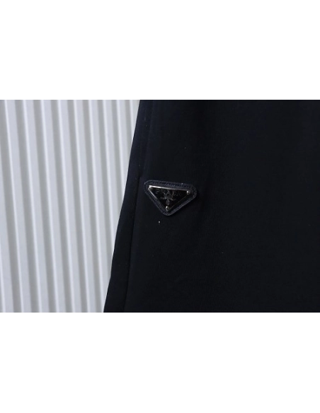 Prada Black Shorts with Striped Hem,Prada Shorts,Shorts,CLOTHES
