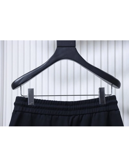 Prada Black Shorts with Striped Hem,Prada Shorts,Shorts,CLOTHES