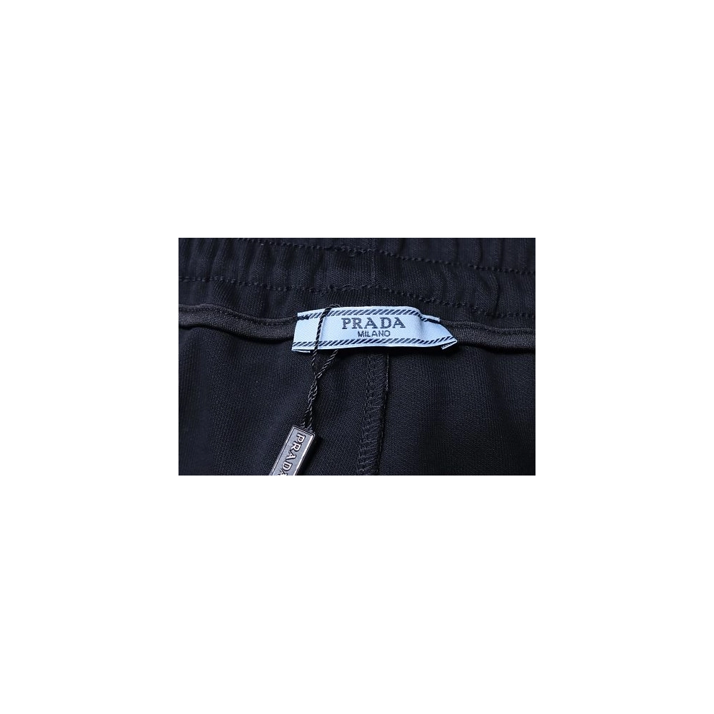 Prada Black Shorts with Striped Hem,Prada Shorts,Shorts,CLOTHES