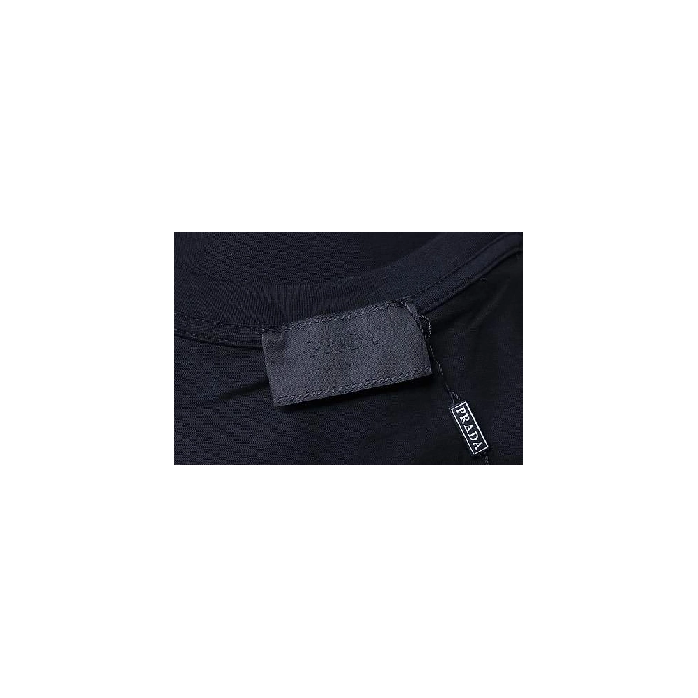 Prada Genuine Leather Black Pocket T-shirt Black,Prada T-shirts,T-Shirts,CLOTHES