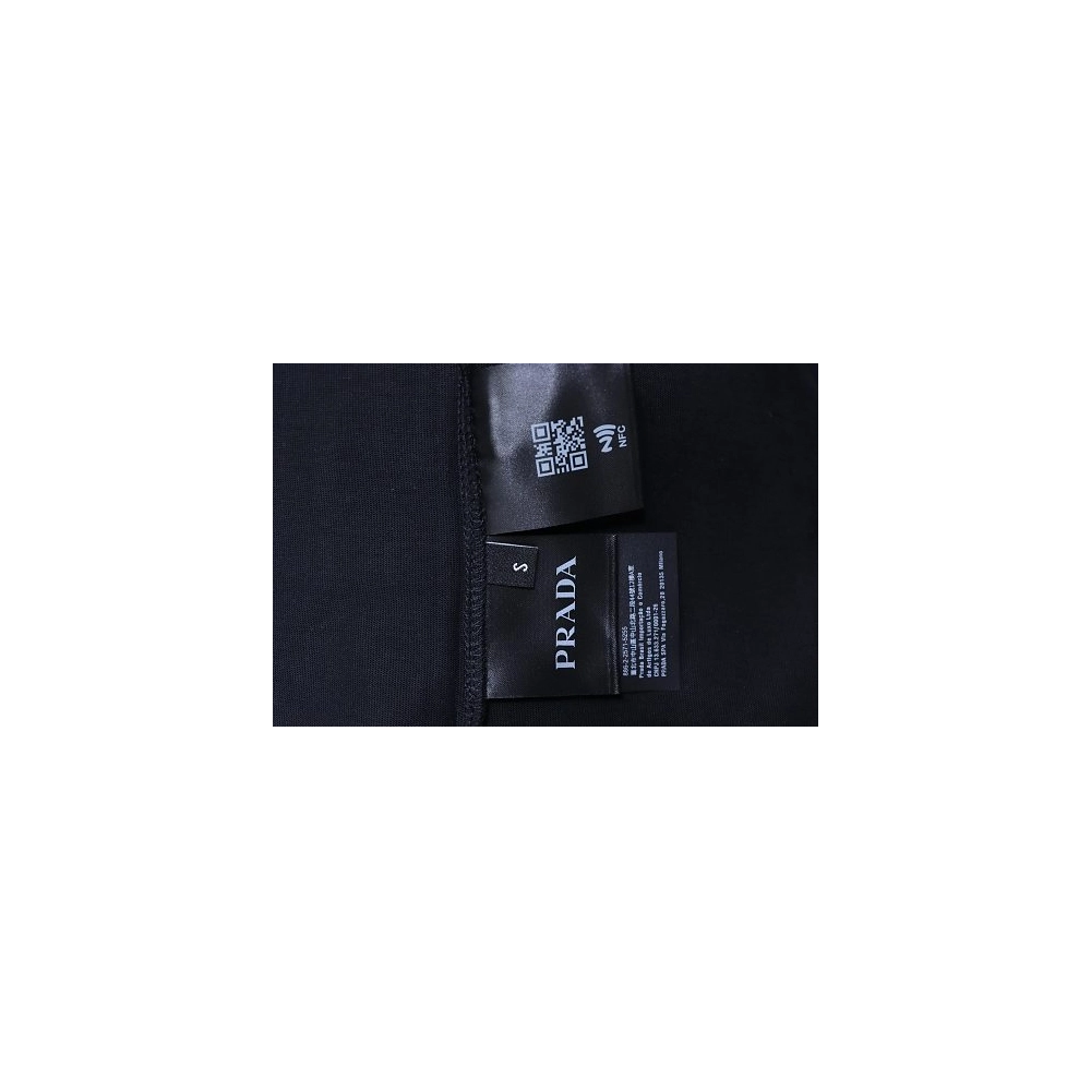 Prada Genuine Leather Black Pocket T-shirt Black,Prada T-shirts,T-Shirts,CLOTHES