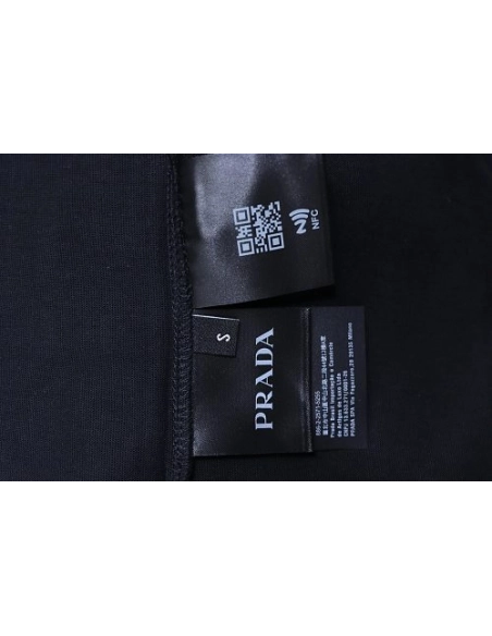 Prada Genuine Leather Black Pocket T-shirt Black,Prada T-shirts,T-Shirts,CLOTHES