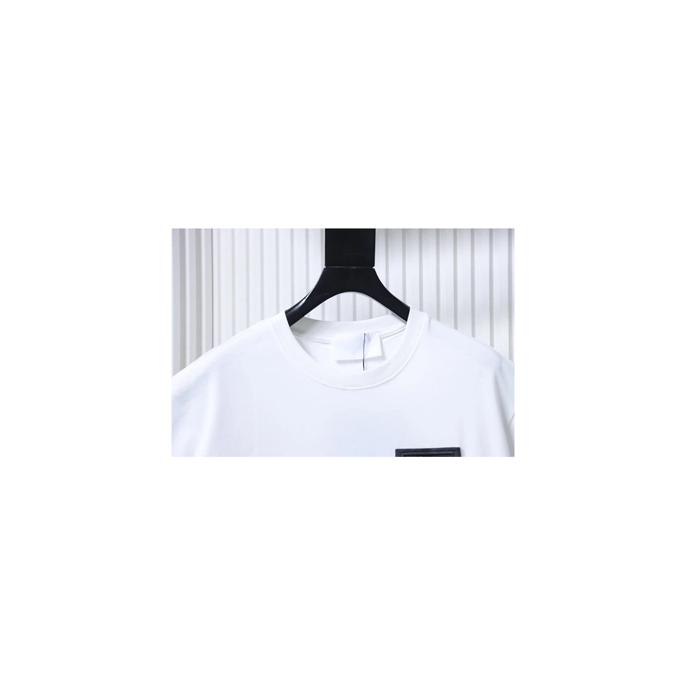 Prada Genuine Leather Black Pocket T-shirt White,Prada T-shirts,T-Shirts,CLOTHES