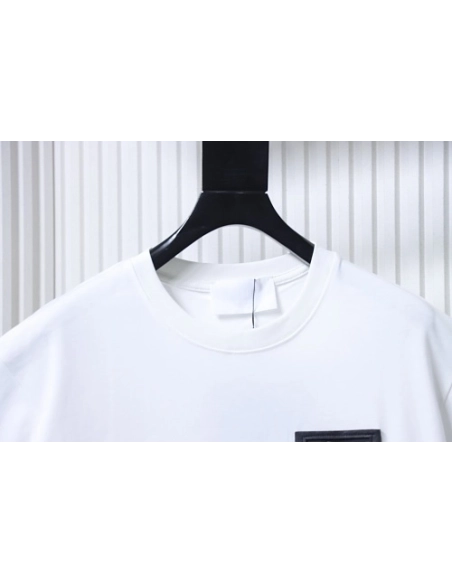 Prada Genuine Leather Black Pocket T-shirt White,Prada T-shirts,T-Shirts,CLOTHES