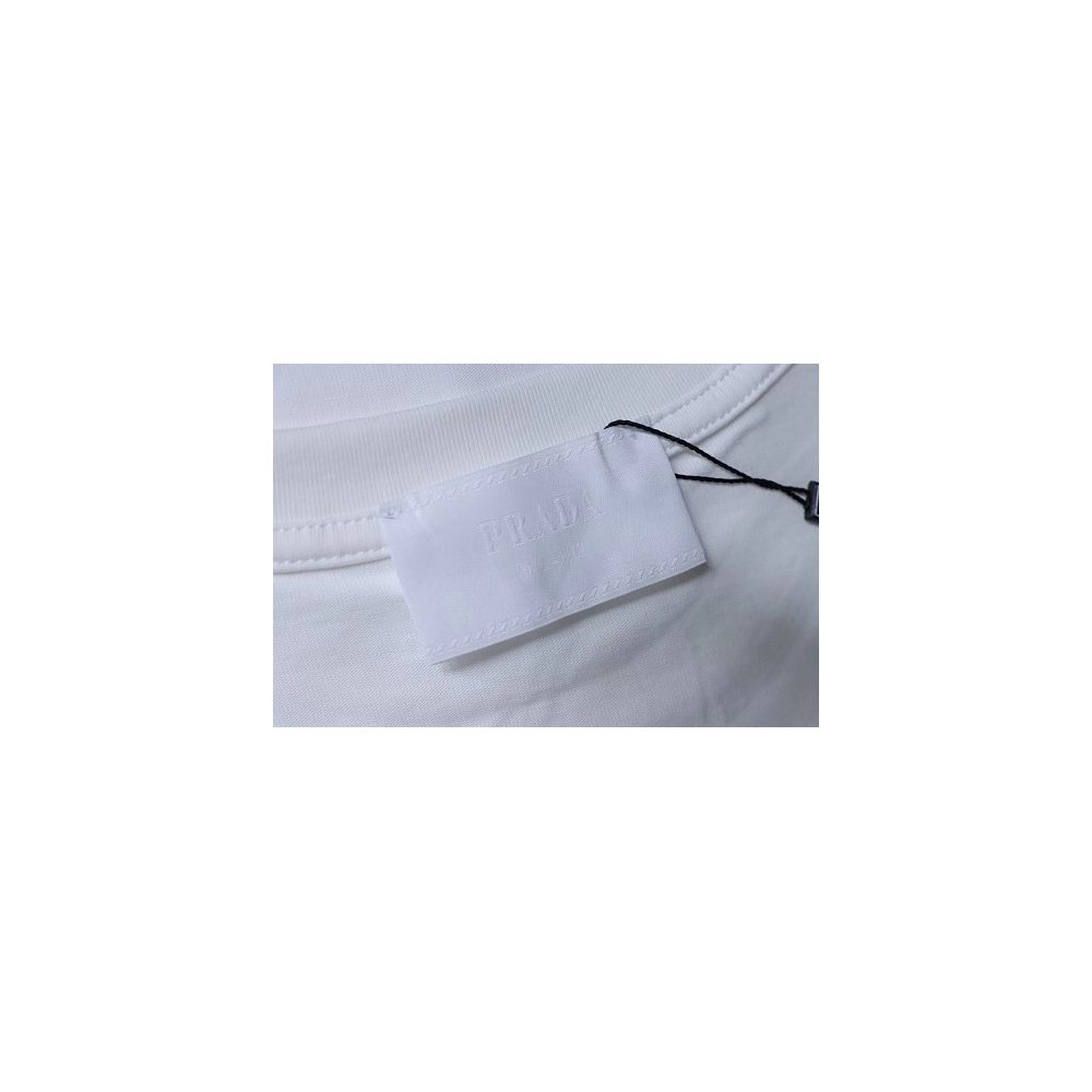 Prada Genuine Leather Black Pocket T-shirt White,Prada T-shirts,T-Shirts,CLOTHES