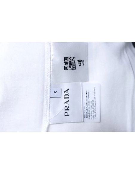 Prada Genuine Leather Black Pocket T-shirt White,Prada T-shirts,T-Shirts,CLOTHES