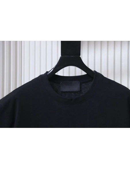 Prada Painted Logo Print T-shirt Black,Prada T-shirts,T-Shirts,CLOTHES