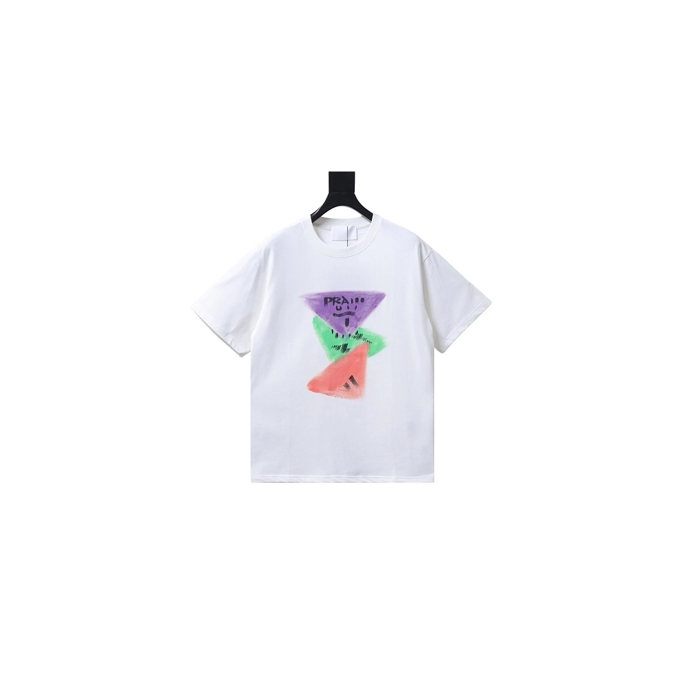 Prada Painted Logo Print T-shirt White,Prada T-shirts,T-Shirts,CLOTHES