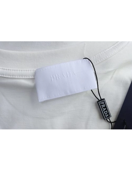 Prada Painted Logo Print T-shirt White,Prada T-shirts,T-Shirts,CLOTHES