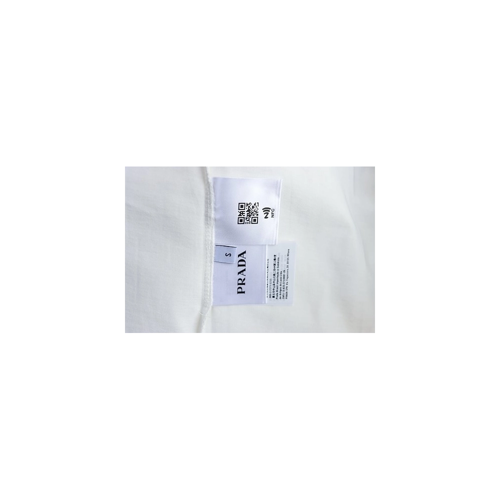 Prada Painted Logo Print T-shirt White,Prada T-shirts,T-Shirts,CLOTHES