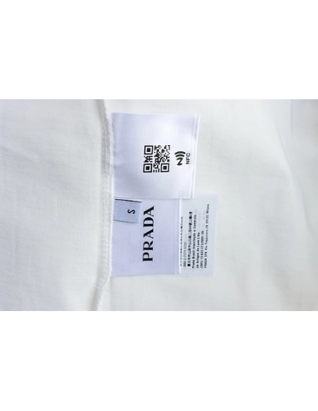 Prada Painted Logo Print T-shirt White,Prada T-shirts,T-Shirts,CLOTHES