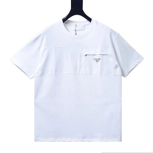 Prada Patch Pocket T-shirt White,Prada T-shirts,T-Shirts,CLOTHES