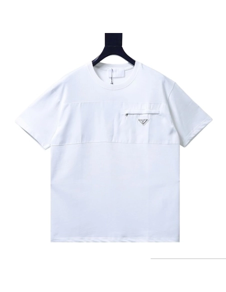 Prada Patch Pocket T-shirt White,Prada T-shirts,T-Shirts,CLOTHES