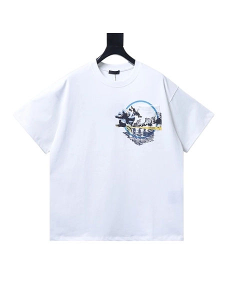 Prada Pocket Peony Print T-Shirt White,Prada T-shirts,T-Shirts,CLOTHES