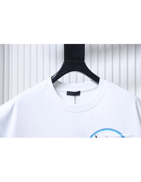 Prada Pocket Peony Print T-Shirt White,Prada T-shirts,T-Shirts,CLOTHES