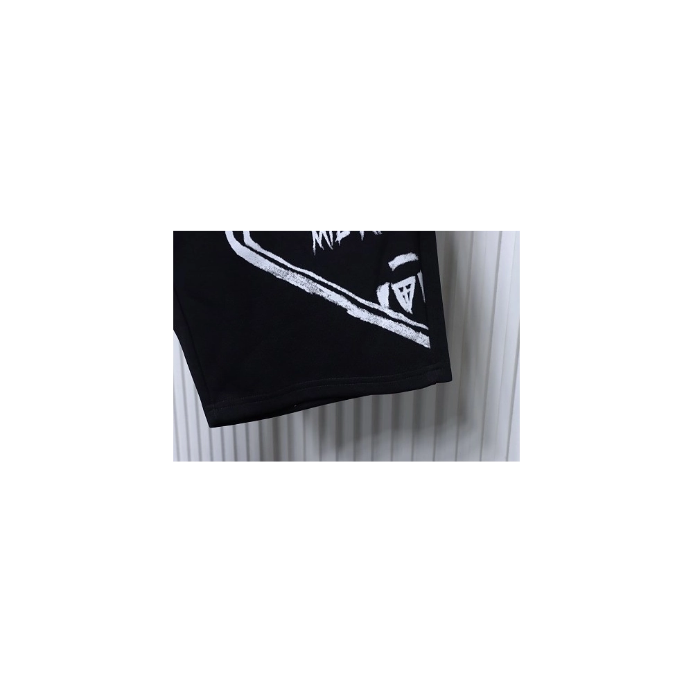 Prada Triangle Logo Hand-Drawn Print Shorts Black,Prada Shorts,Shorts,CLOTHES