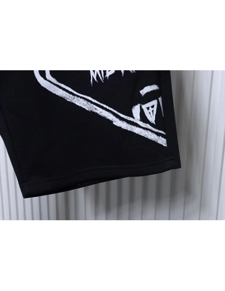 Prada Triangle Logo Hand-Drawn Print Shorts Black,Prada Shorts,Shorts,CLOTHES