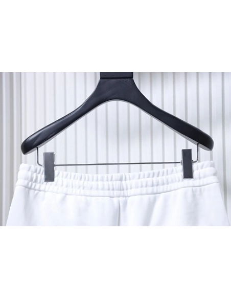 Prada Triangle Logo Hand-Drawn Print Shorts White,Prada Shorts,Shorts,CLOTHES