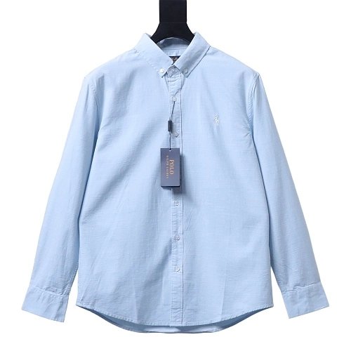Ralph Lauren Small Warhorse Logo Embroidered Long-Sleeve Shirt Blue,Ralph Lauren T-Shirts,T-Shirts,CLOTHES