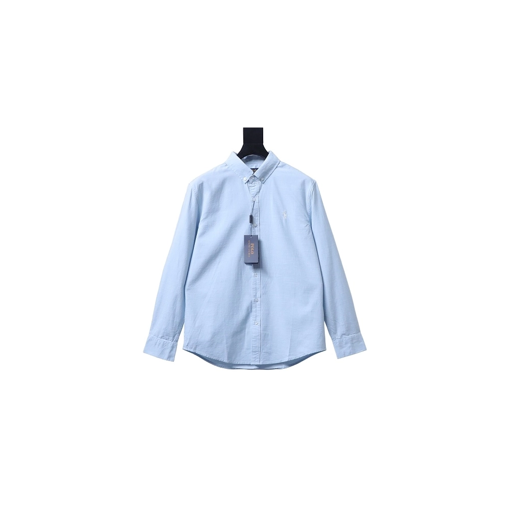 Ralph Lauren Small Warhorse Logo Embroidered Long-Sleeve Shirt Blue,Ralph Lauren T-Shirts,T-Shirts,CLOTHES