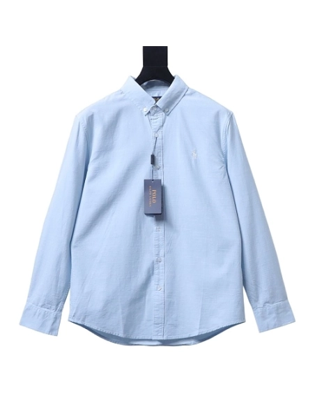Ralph Lauren Small Warhorse Logo Embroidered Long-Sleeve Shirt Blue,Ralph Lauren T-Shirts,T-Shirts,CLOTHES