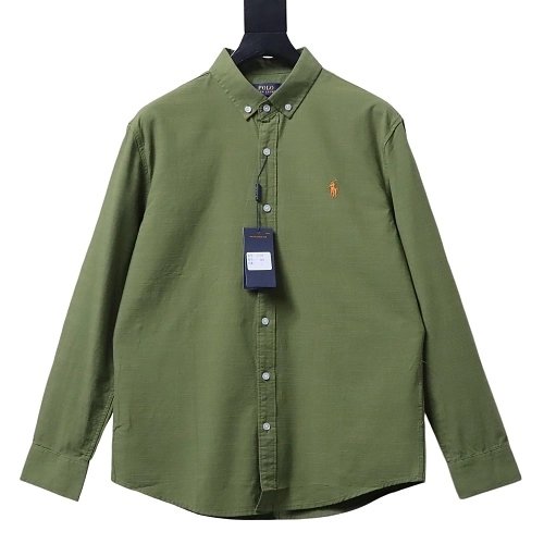 Ralph Lauren Small Warhorse Logo Embroidered Long-Sleeve Shirt Green,Ralph Lauren T-Shirts,T-Shirts,CLOTHES