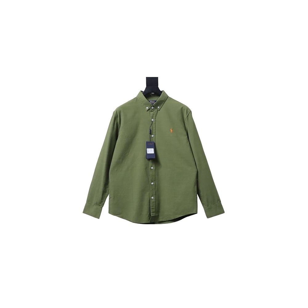 Ralph Lauren Small Warhorse Logo Embroidered Long-Sleeve Shirt Green,Ralph Lauren T-Shirts,T-Shirts,CLOTHES