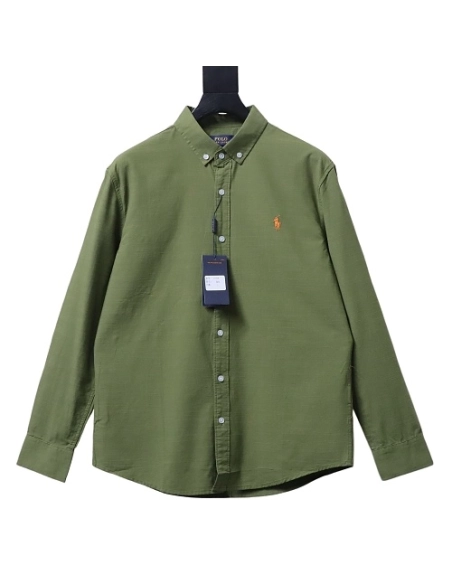 Ralph Lauren Small Warhorse Logo Embroidered Long-Sleeve Shirt Green,Ralph Lauren T-Shirts,T-Shirts,CLOTHES