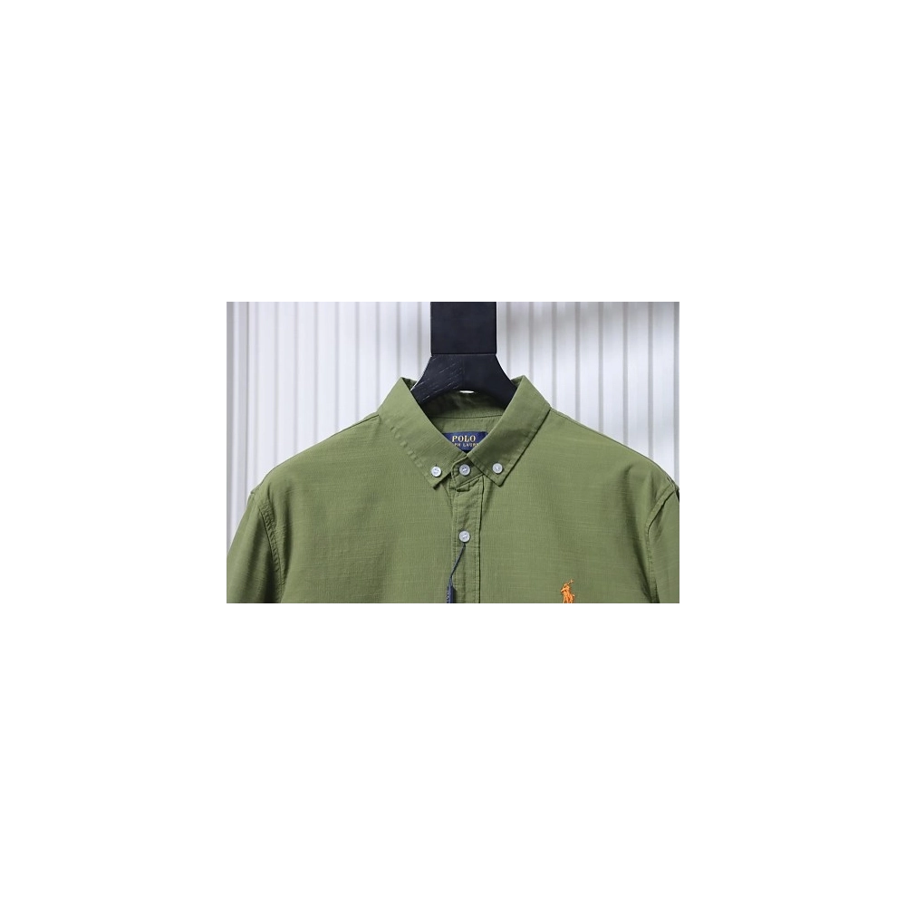 Ralph Lauren Small Warhorse Logo Embroidered Long-Sleeve Shirt Green,Ralph Lauren T-Shirts,T-Shirts,CLOTHES