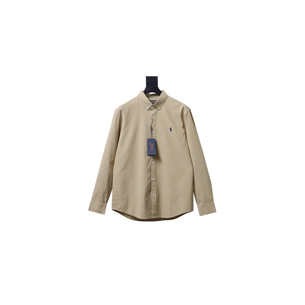 Ralph Lauren Small Warhorse Logo Embroidered Long-Sleeve Shirt Khaki,Ralph Lauren T-Shirts,T-Shirts,CLOTHES