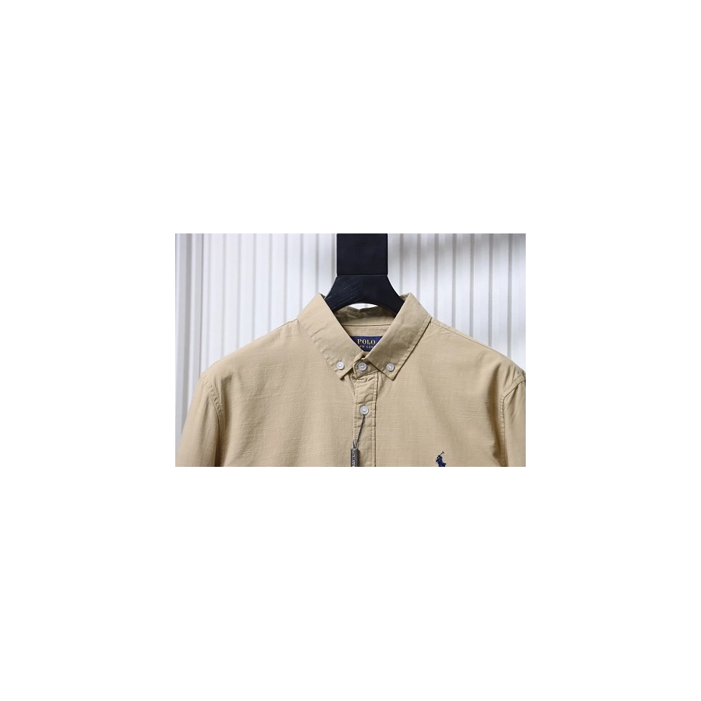 Ralph Lauren Small Warhorse Logo Embroidered Long-Sleeve Shirt Khaki,Ralph Lauren T-Shirts,T-Shirts,CLOTHES